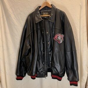 Avirex King Casino Black/ Red Leather Jacket 4XL